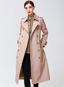 Stylish Turn Down Collar Belted Double-breasted Trench Coat