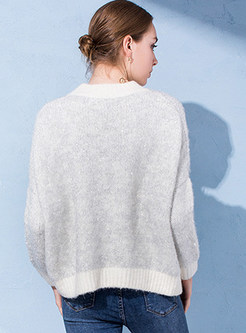 Fashion Bat Sleeve Bright Silk Beaded Sweater