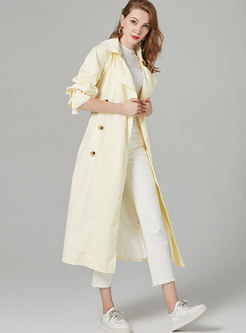 Lantern Sleeve Belted Double-breasted Trench Coat