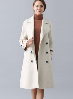 Fashion Lapel Double-breasted Wool Loose Overcoat