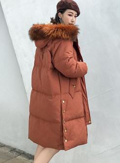 Winter Solid Color Ribbon White Goose Down Coat