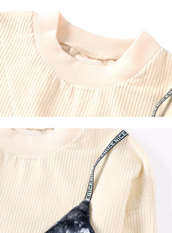 Stylish Color-blocked Puff Sleeve Knitted Sweater