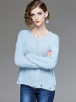 Casual Loose Hollow Out Pullover Sweater