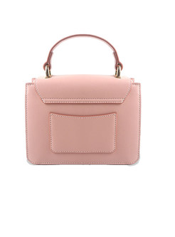 Pink PU Clasp Lock Top Handle & Crossbody Bag