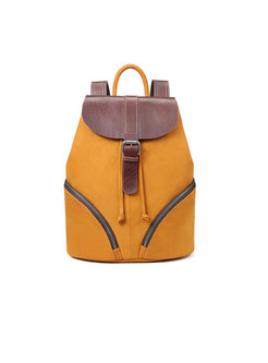 Casual Vintage Brown Backpack With Zippered Pocket