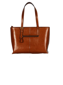 Brown Leather Zippered Single-shoulder & Tote
