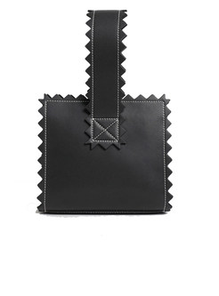 Vintage Black Flower Crossbody Bag With Jagged edge
