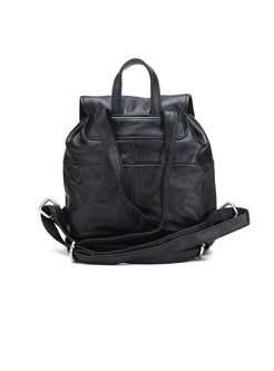 Casual Cowhide Leather Buckle Closure Backpack