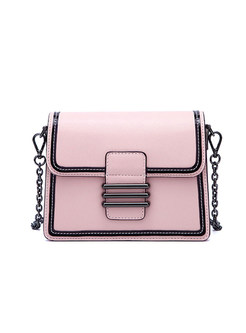 Color-blocked Magnetic Chain Crossbody Bag 