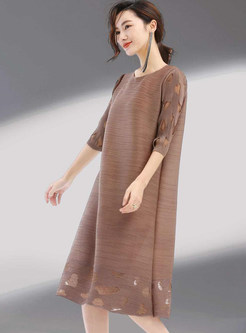 Chic Three Quarters Sleeve Hollow Out Dress