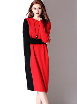 Fashion Hit Color Plus Size Bottoming Knitting Dress 