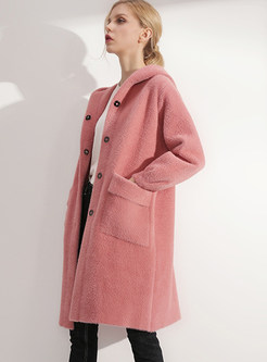 Stylish Hooded Collar Knee-length Thick Coat