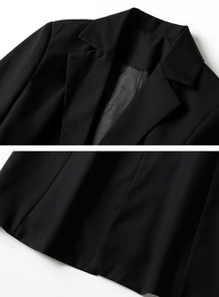 Elegant Monochrome Notched Stitching Long Coat