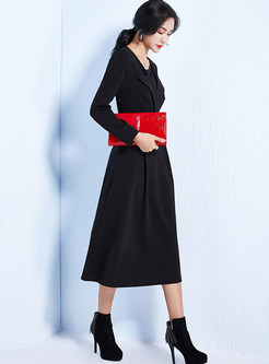 Fashion Tie-waist Slim Big Hem Knitted Dress