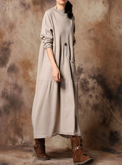 Brief Solid Color Slim Knitted Dress