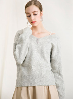 Stylish V-neck Single-breasted Cardigan Sweater