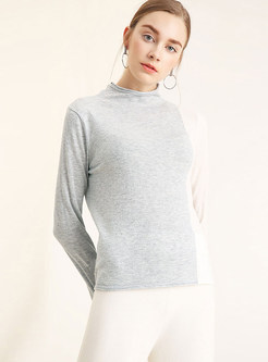 Fashion Color-blocked Pullover Bottoming Sweater