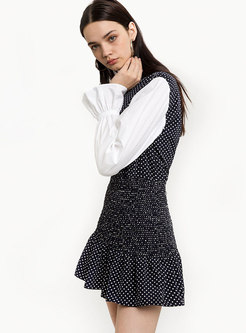 Sweet Polka Dot Ruffled Sleeve Slim Mini Dress