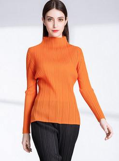 Half Turtle Neck Solid Color Elastic Bottoming Shirt