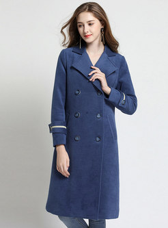 Stylish Turn Down Collar Double-breasted Woolen Coat