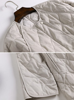 Winter Crew-neck Zipper-front Short Down Coat