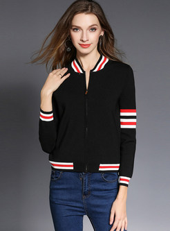 Long Sleeve Easy-matching Color Zip-up Short Coat