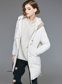 Fashion Duck Down Hooded Down Coat With Drawstring
