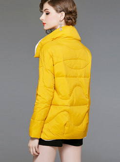 Stylish Elegant Yellow Cropped Down Coat 