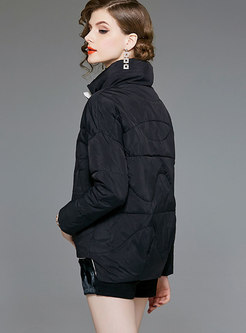 Stylish Elegant Black Cropped Down Coat 