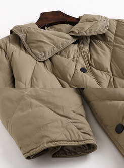 Winter Khaki Turn-down Collar Single-breasted Down Coat