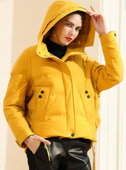 Winter Yellow Hooded Thicken All Matched Down Coat