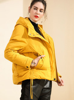 Winter Yellow Hooded Thicken All Matched Down Coat