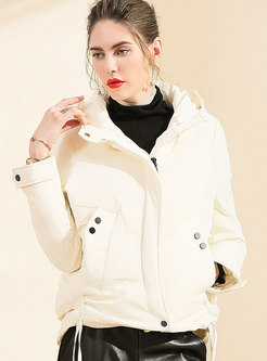Winter White Hooded Cropped Thicken All Matched Down Coat