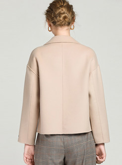 Solid Color Single-breasted Pocket Short Woolen Coat