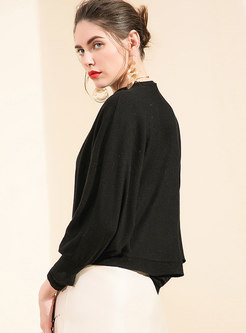 Trendy Black Bat Sleeve All-matched Bottoming Top