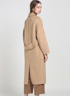 Brief Long Sleeve Invisible Button Overcoat