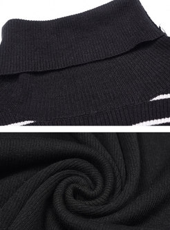 Chic Black Off Shoulder Long Sleeve Slim Knitted Sweater