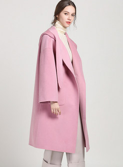 Solid Color Hooded Tied Long Sleeve Loose Coat