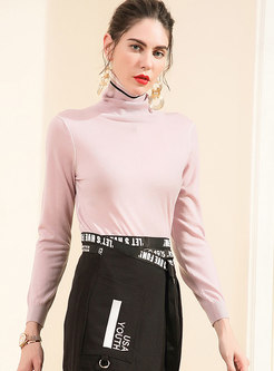 Autumn Pink High Neck Bottoming Sweater