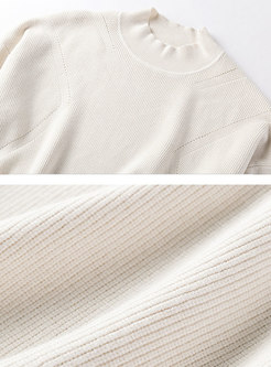 Solid Color Half Turtle Neck Pullover Sweater