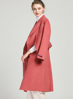 Notched Double-breasted Wool Pure Color Coat