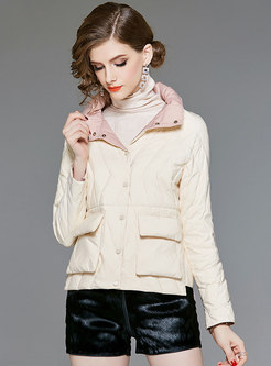 Stylish Cropped Down Coat With Single-breasted 