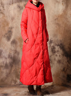 Stylish Solid Color Hooded Down Coat