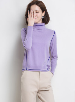 High Neck Long Sleeve Slim Bottoming Sweater