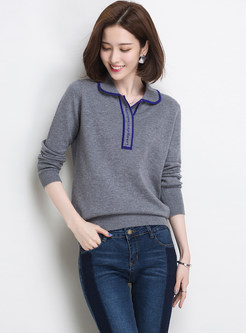 Turn Down Collar Long Sleeve Bottoming Sweater