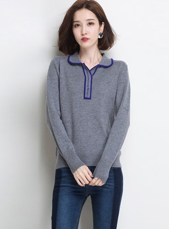 Turn Down Collar Long Sleeve Bottoming Sweater