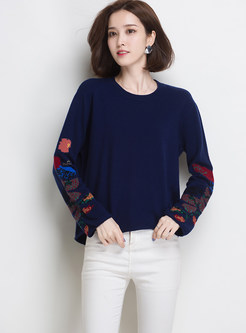Trendy Print Asymmetric Bottoming Sweater