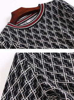 Stylish Crew-neck Wool Knitted Top & Wrap Sheath Midi Skirt