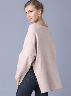 Trendy V-neck Long Sleeve Plus Size Sweater
