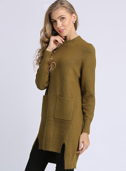 O-neck Long Sleeve Pullover Irregular Sweater